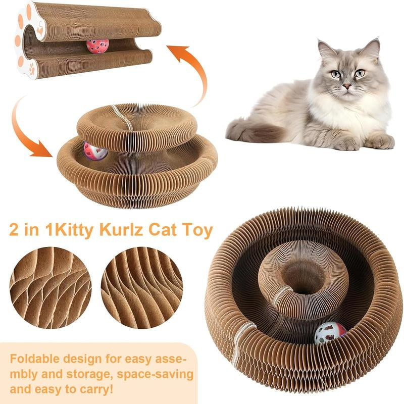 Cat Scratcher Toy, 1 Box Foldable Cat Scratcher Toy with Ball, Interactive Cat Toy, Pet Supplies for Indoor and Outdoor Use, Christmas Gift