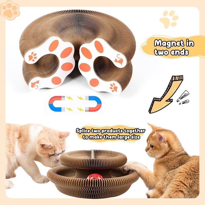 Cat Scratcher Toy, 1 Box Foldable Cat Scratcher Toy with Ball, Interactive Cat Toy, Pet Supplies for Indoor and Outdoor Use, Christmas Gift