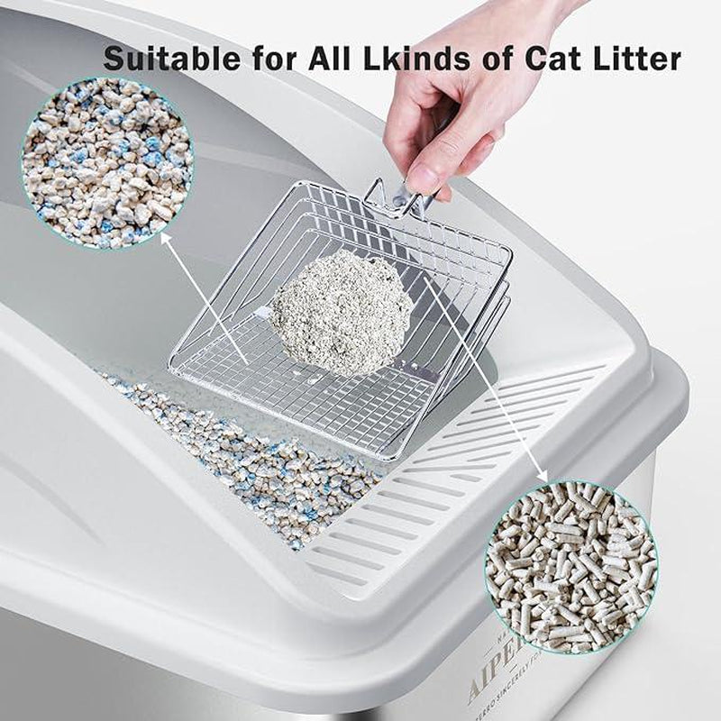 AIPERRO Enclosed Stainless Cat Litter Box,Xl,With Lid, Includes Cat Mat & All-Metal Litter Scoop, Anti-Urine Leakage,Pet Clean Supplies,Cat Stuff Outdoorfun Cat Litter Box Stainless Steel Litter Box Self Cleaning Litter Box