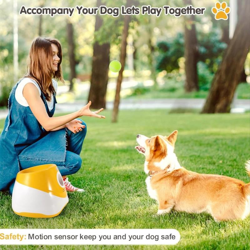 Automatic Dog Ball Launcher - Interactive Indoor & Outdoor Toy with 3 Tennis Balls, Easy Operation, Durable Construction, 30 Feet Launch Distance Toys Pet Dog Ball