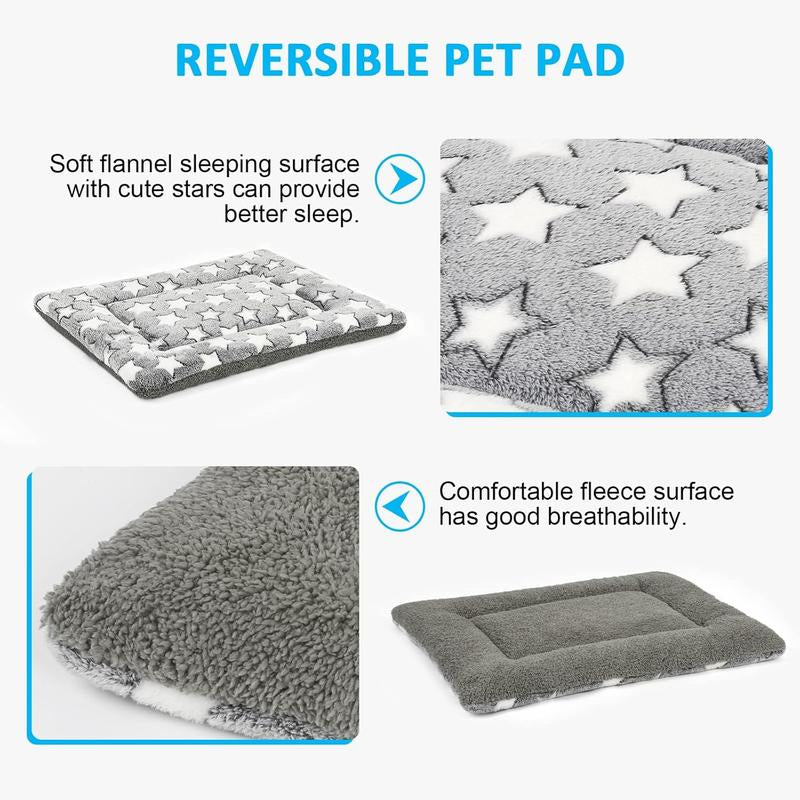 Dog Bed Mat, Reversible Dog Crate Pad for Medium Small Dogs, Portable and Soft Pet Bed Mat, Machine Washable Pet Bed Pad for 24-Inch Kennel
