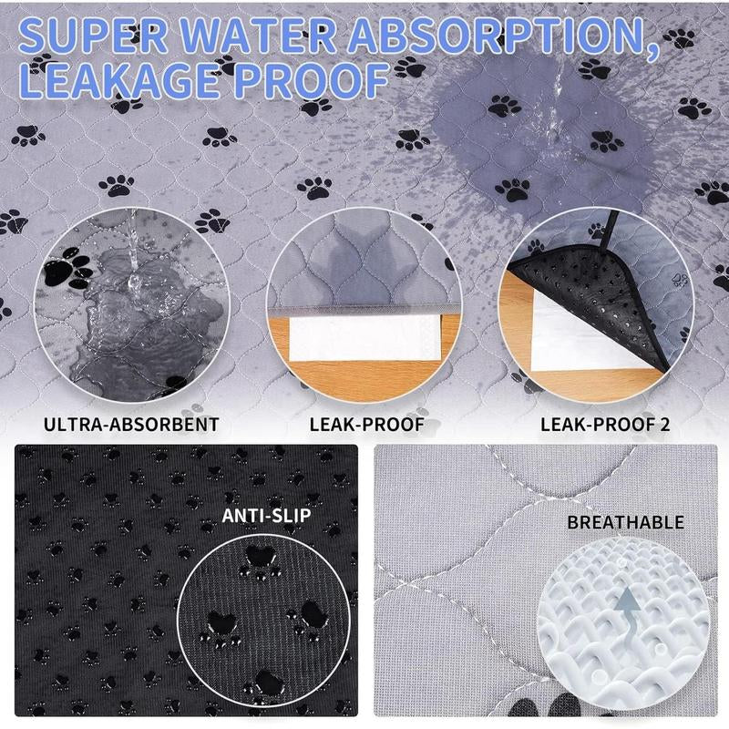 Washable Pee Pads for Dogs, 2 Pack Large 36"X41" Ultra-Absorbent and Leak-Proof Non-Slip Reusable Potty Training Pads for Dogs, Cats, Puppy, Potty Buddy of Add 8 Lanyards