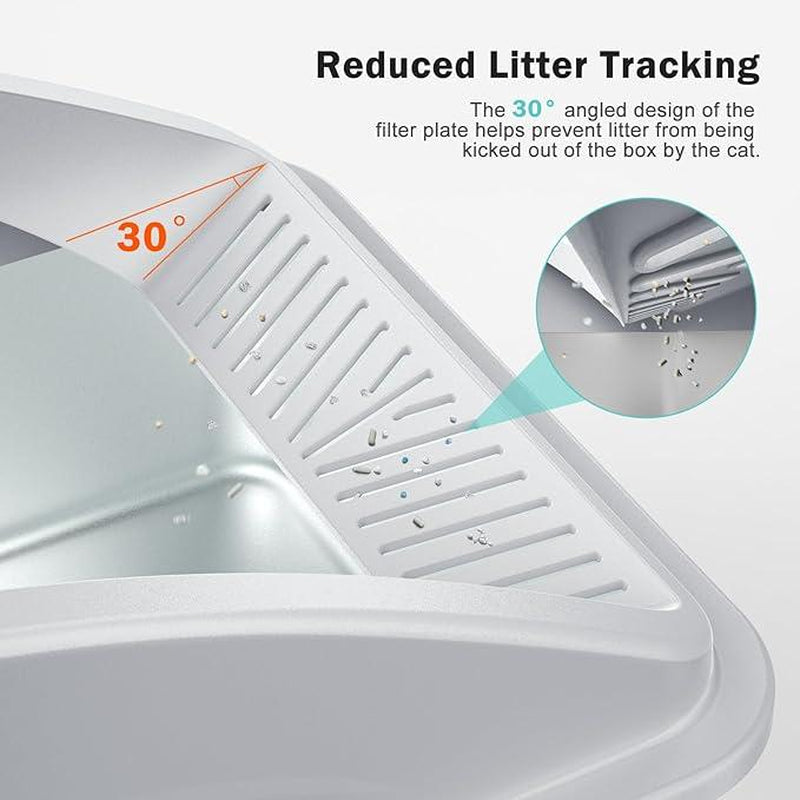AIPERRO Enclosed Stainless Cat Litter Box,Xl,With Lid, Includes Cat Mat & All-Metal Litter Scoop, Anti-Urine Leakage,Pet Clean Supplies,Cat Stuff Outdoorfun Cat Litter Box Stainless Steel Litter Box Self Cleaning Litter Box