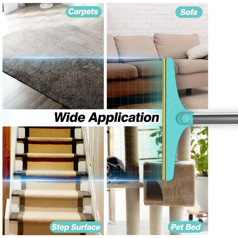 Cat & Dog De-Shedding Brush - Extra Long Handle with Hanging Loop, Extra Long Tool Hair Removal, Cat and Dog Grooming Tool Daily Use Rake Carpet Vacuum Fur Multi-Function Steam Ood Comb Defur Spritz Product Shaver Wipes Finger Lice Bag Portable Pet