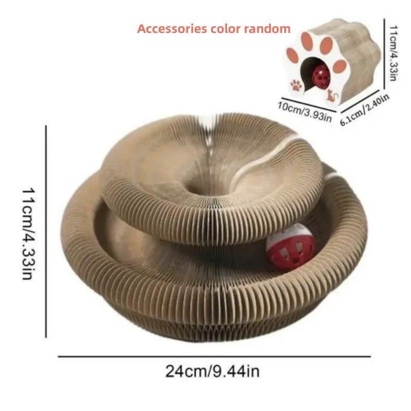 Cat Scratcher Toy, 1 Box Foldable Cat Scratcher Toy with Ball, Interactive Cat Toy, Pet Supplies for Indoor and Outdoor Use, Christmas Gift