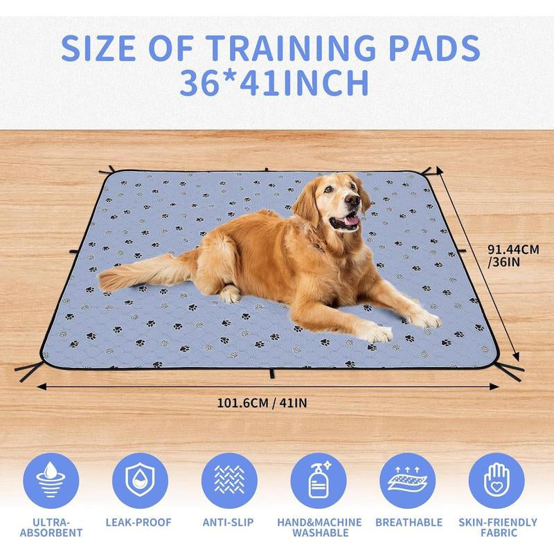 Washable Pee Pads for Dogs, 2 Pack Large 36"X41" Ultra-Absorbent and Leak-Proof Non-Slip Reusable Potty Training Pads for Dogs, Cats, Puppy, Potty Buddy of Add 8 Lanyards
