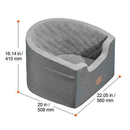 VEVOR Dog Car Seat, Waterproof Dog Booster Seat for Car with a Storage Pocket, Clip-On Safety Leash and Sponge Filling, Dog Car Bed for Small & Medium Dog up to 55Lbs, Gray