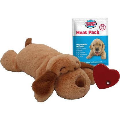 Original Snuggle Puppy Heartbeat Stuffed Toy for Dogs. Pet Anxiety Relief and Calming Aid, Comfort Toy for Behavioral Training in Biscuit