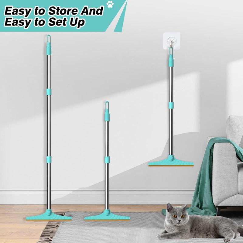 Cat & Dog De-Shedding Brush - Extra Long Handle with Hanging Loop, Extra Long Tool Hair Removal, Cat and Dog Grooming Tool Daily Use Rake Carpet Vacuum Fur Multi-Function Steam Ood Comb Defur Spritz Product Shaver Wipes Finger Lice Bag Portable Pet