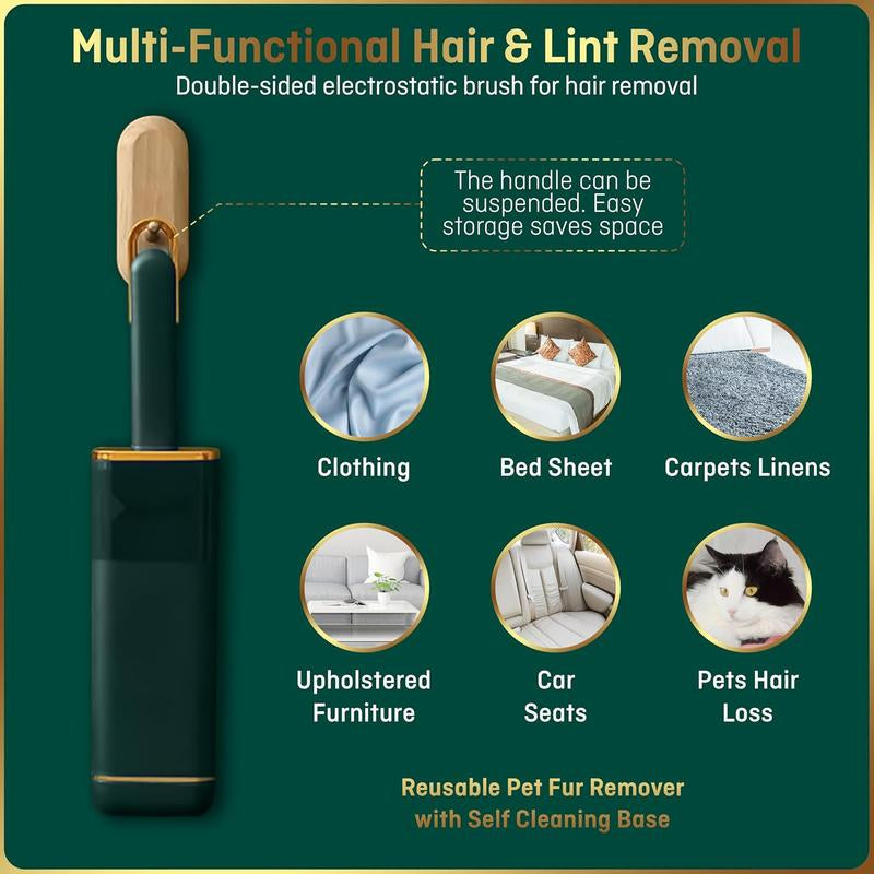 Lint Brush and Pet Hair Remover for Laundry, Clothes, Couches, Car Seats, Furniture and Fabric. Reusable Dog and Cat Fur Wizard Hair Removal Brush.
