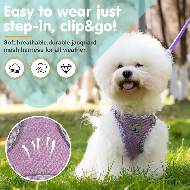 No Pull Dog Harness and Leash Set for Small Pets - Adjustable, Soft Breathable Vest with Reflective Strips for Easy Walking
