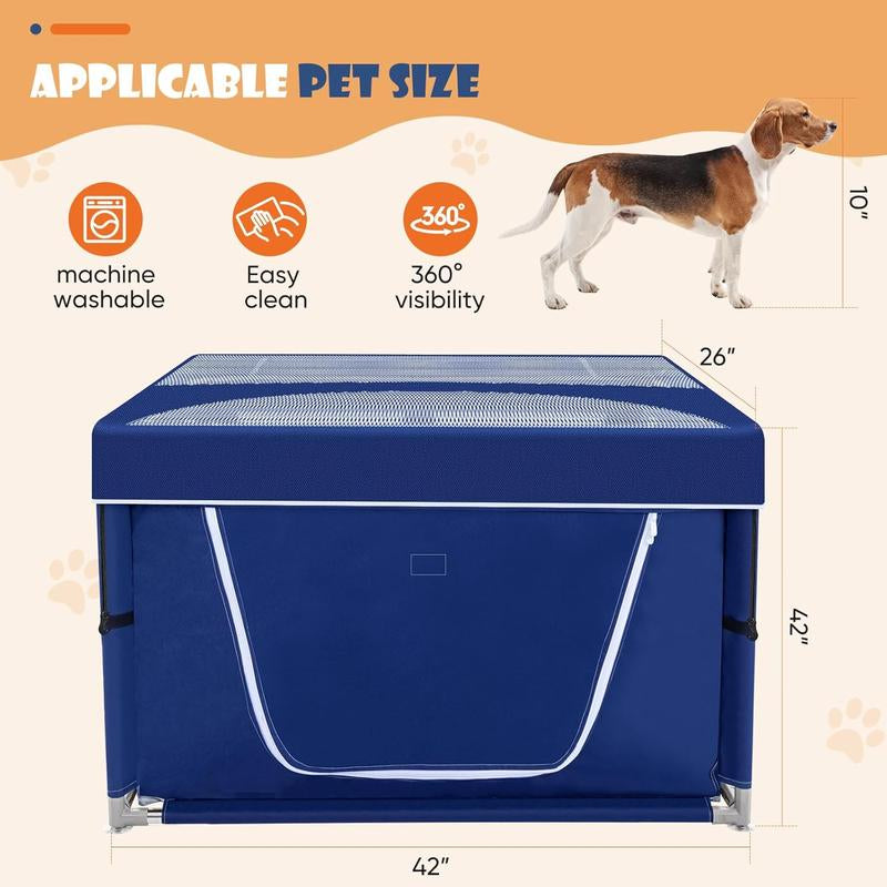 Puppy Playpen 42 X 42 Inch, Dog Playpen with Gate for Puppies, Small and Medium Dogs, Pet Playpen with Roof for Outdoors & Indoors, Safe and Sturdy Dog Fence