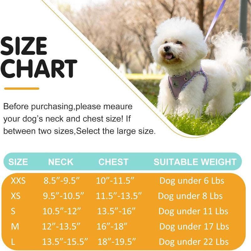 No Pull Dog Harness and Leash Set for Small Pets - Adjustable, Soft Breathable Vest with Reflective Strips for Easy Walking